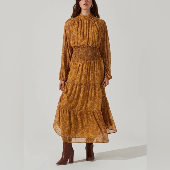 Astr Dresses & Skirts - NWT ASTR The Label Floral Mock Neck Smocked Waist Maxi Dress